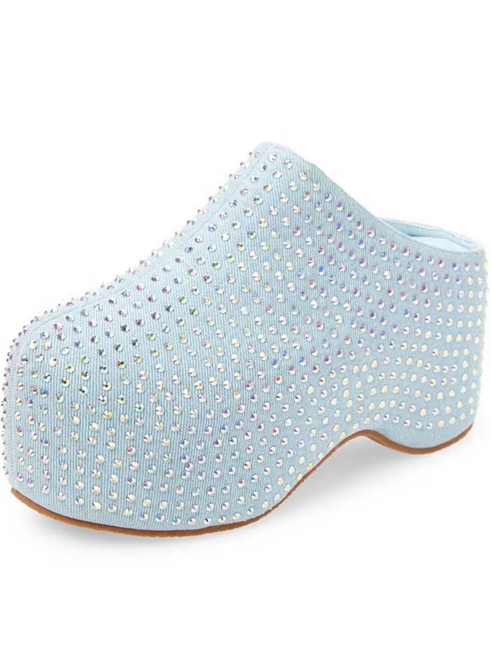 Sky Blue Rhinestone Platform Clog - Women